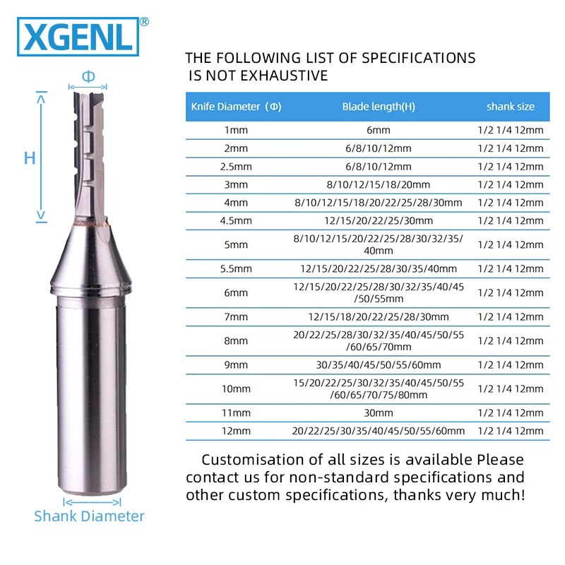 XGENL TCT Straight Router Bit for Solid Wood Milling Cutter Carbide Cnc Tools Cutting MDF Wood TUV