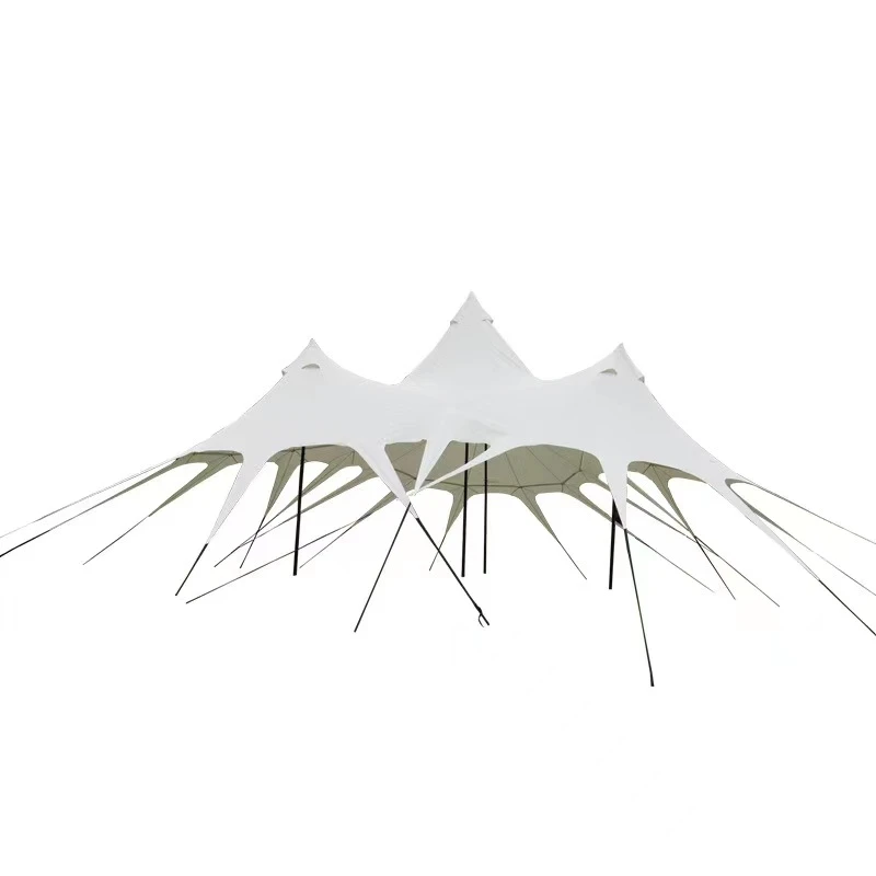 Glamping triplets canopy waterproof fabric stretch events tent with poles