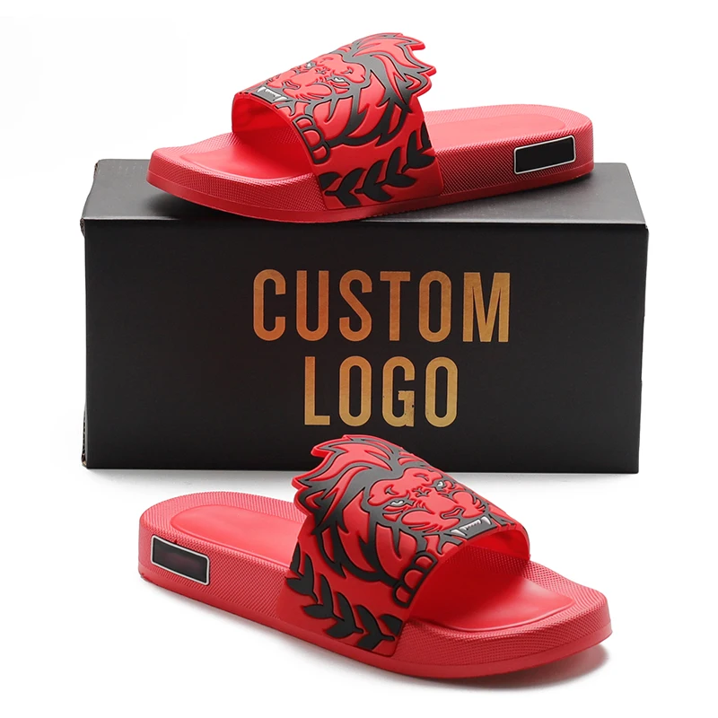 Henghao Oem Logo Men  Sandals Logo Comfortable Flat Slipper Flat Slide Sandals Men Slipper  Prefabricated Soles for Slippers