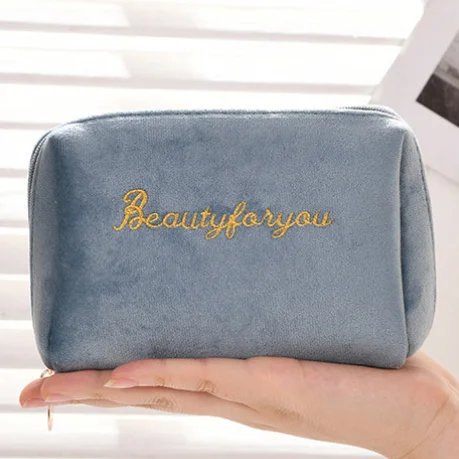 DICHOS Makeup Bag Retro Velvet Large-Capacity  Portable Cylindrical Red Envelope with Zipper Closure Makeup Storage Refill Bag