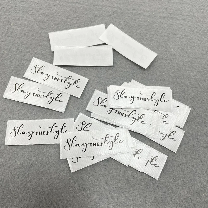 Custom Logo Color Soft Satin Labels For Clothing High Quality Fabric Cotton Woven Neck Label Tag With Brand Name