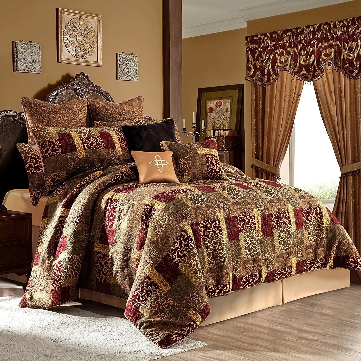 New Design Bedding Sets with Matching Curtains 9 Piece Bedding Bedspread Set Curtain Bedding Set