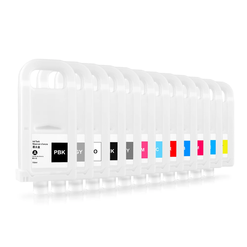 12 Colors 700ML PFI 701 702 Refillable Ink Cartridges For Canon IPF 8100 9100 8110 9110 IPF8000