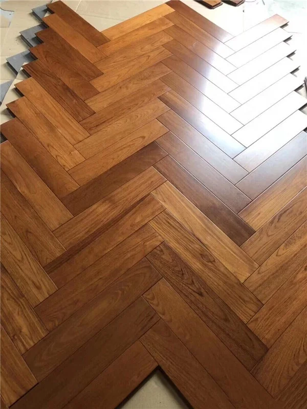T&G herringbone parquet teak solid wood floor