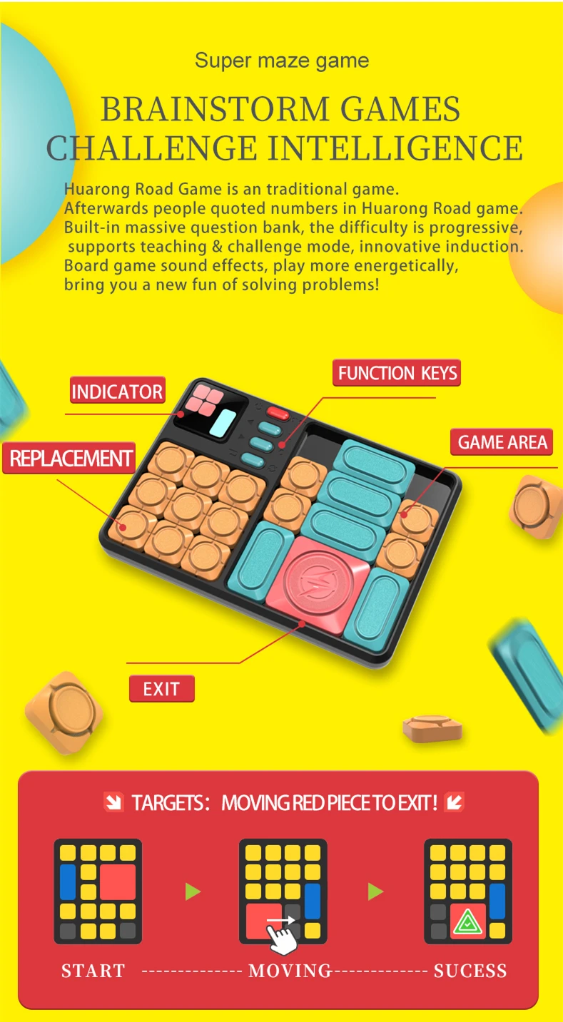 Super Maze Game Huarong Road Smart Sensor 500+Question Bank Brain Teaser Puzzles Interactive Handheld Toys for All Ages j