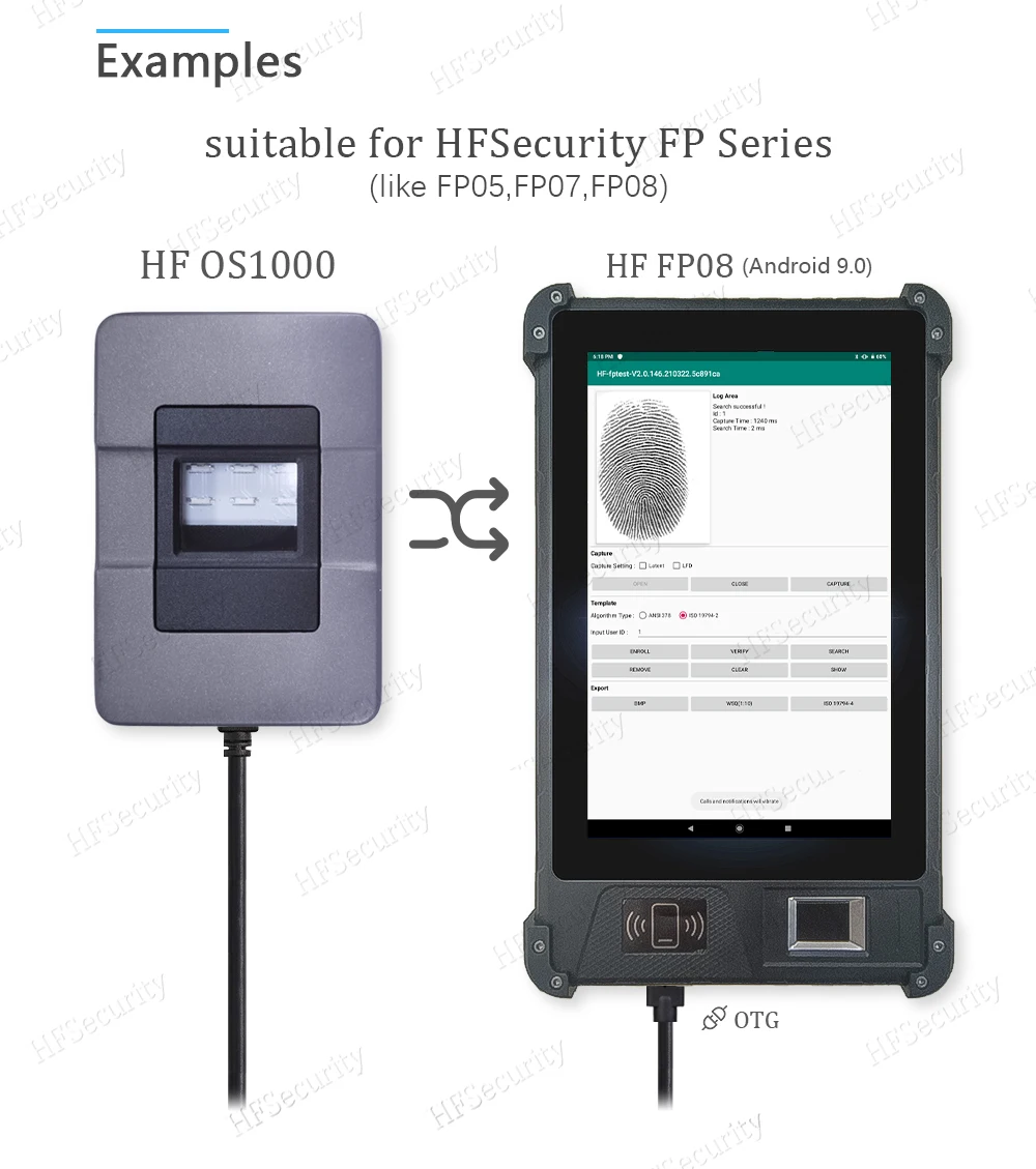 HFSecurity OS1000 NIMCFBI Cerificated емкостный отпечаток пальца Android USB портативное биометрическое устройство цена сканер