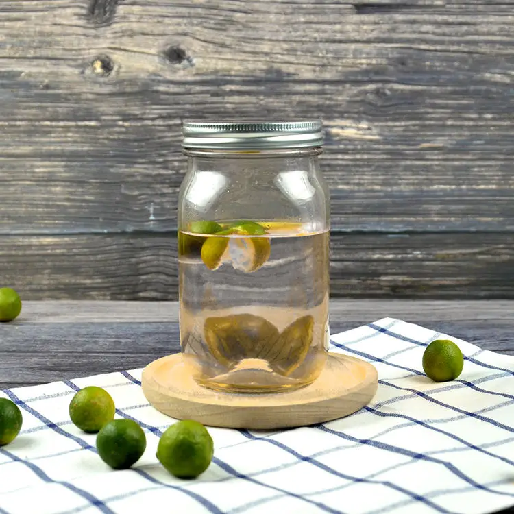 Food storage 16oz clear tea drinking glass mason jar with lid and straw glass spice jars