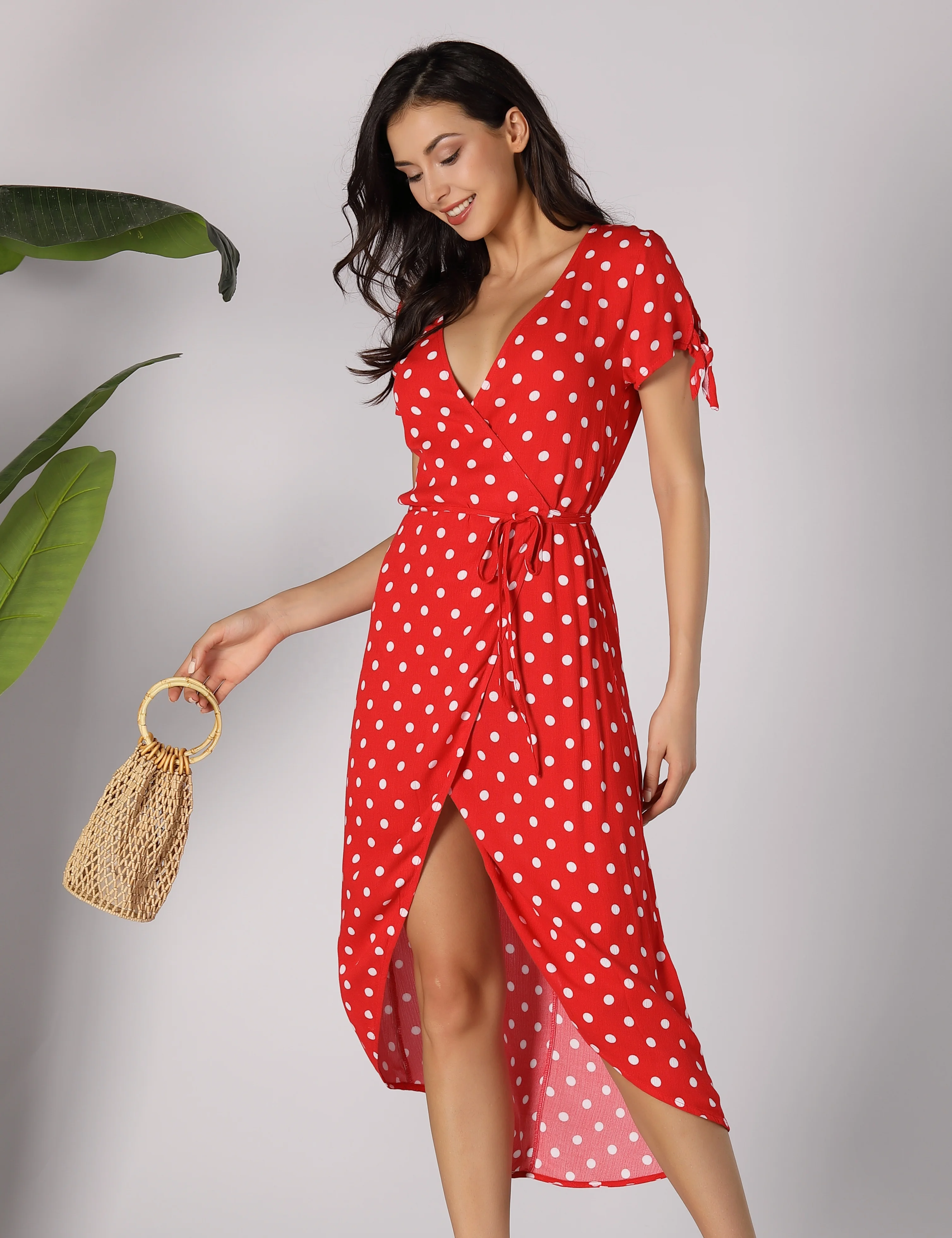 
2020 new pattern Casual Summer long elegant Dress Women Sexy Floral Sexy Beach Slip long wave points Dresses 