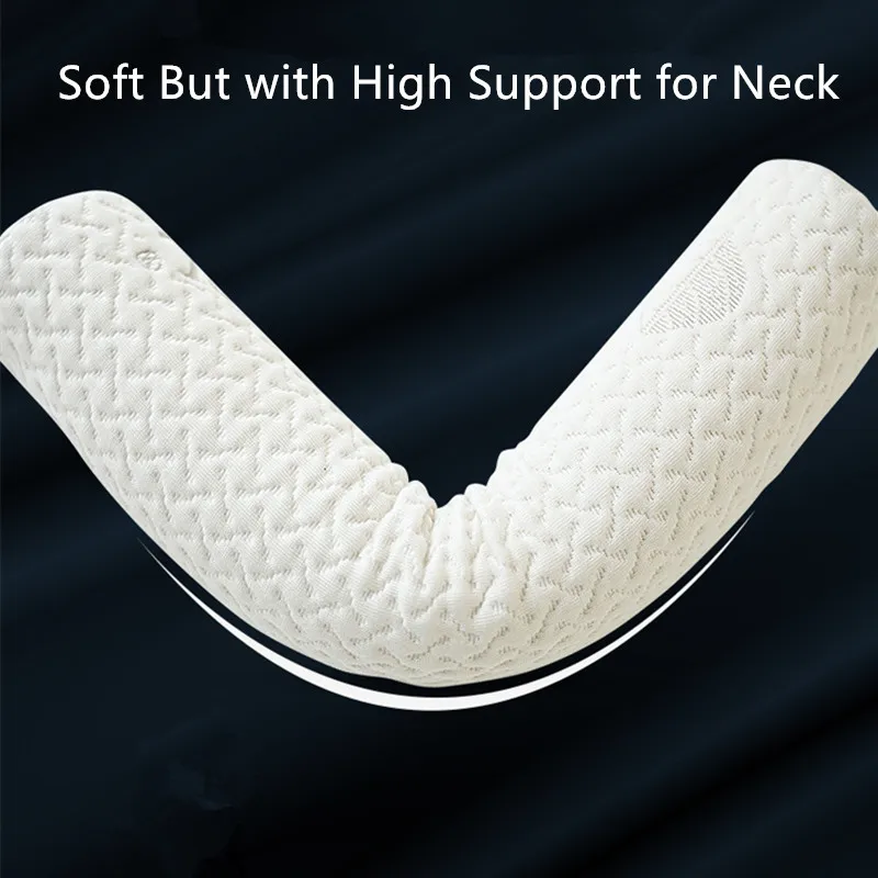 Memory Foam Neck Roll Pillow Cylinder Yoga Bed Bolster Pillow for Sleeping Viscose Bamboo Tube Pillow for Spine Discomfort