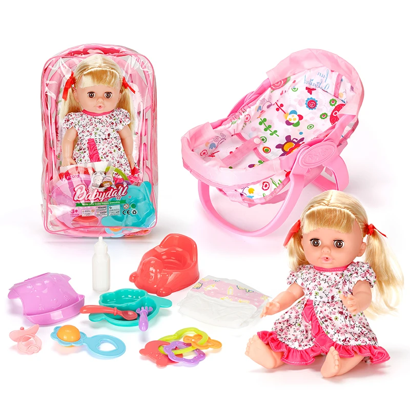 14 Inch 12 Sounds Drinking Water Pee Silicone Reborn Baby Doll for Sale Pretend Play Dolls Accessories Sets for Kids Girls