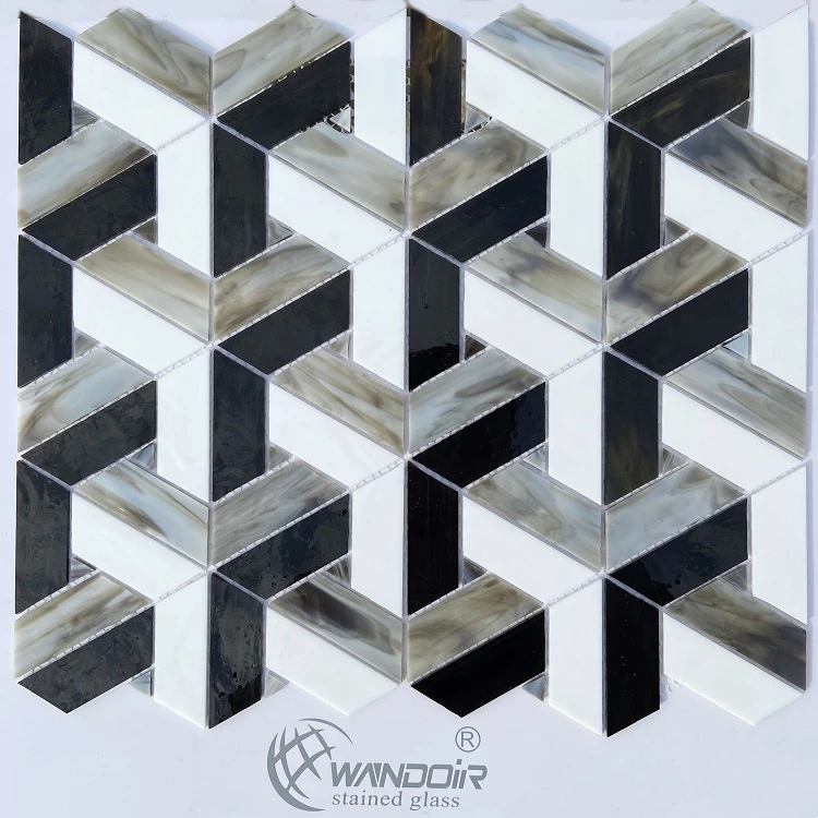 Exquisite Colourful 3d Glass Triangle Mosaics Bathroom Tiles Ideas Shower Room Background Wall Mosaic Panel