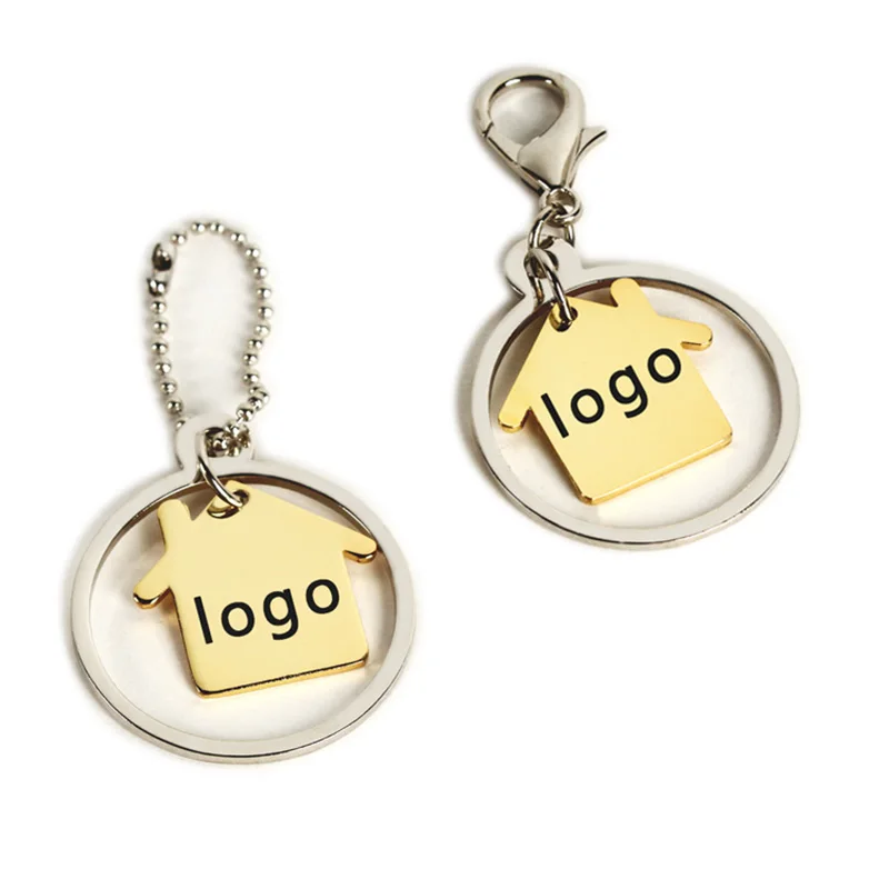 
Custom stock blank house shaped shiny metal Pet dog collar tags with pendant charms accessories 
