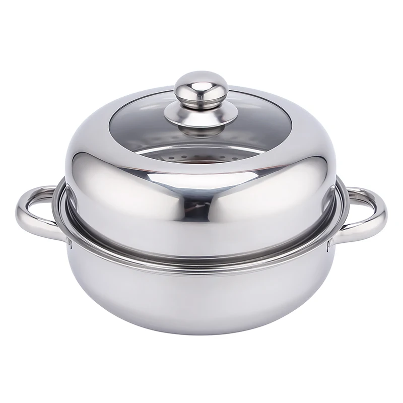 Kitchen Ware Soup Pot Steamer Fryer Stainless Steel Cookware Double Handle Modern Home Cooking Pot Commercial Steam Pot Sets
