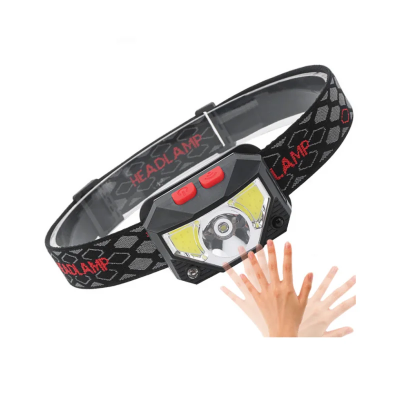USB Rechargeable COB Outdoor LED Headlamp With Motion Sensor Function Super Bright 6 Modes Red Light Headlight