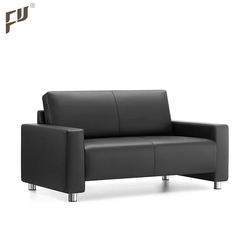 Foshan Black Luxury Single Sofa for Office 1 Seater Faux Leather Contemporary Modern Leather Sofa With Buttons