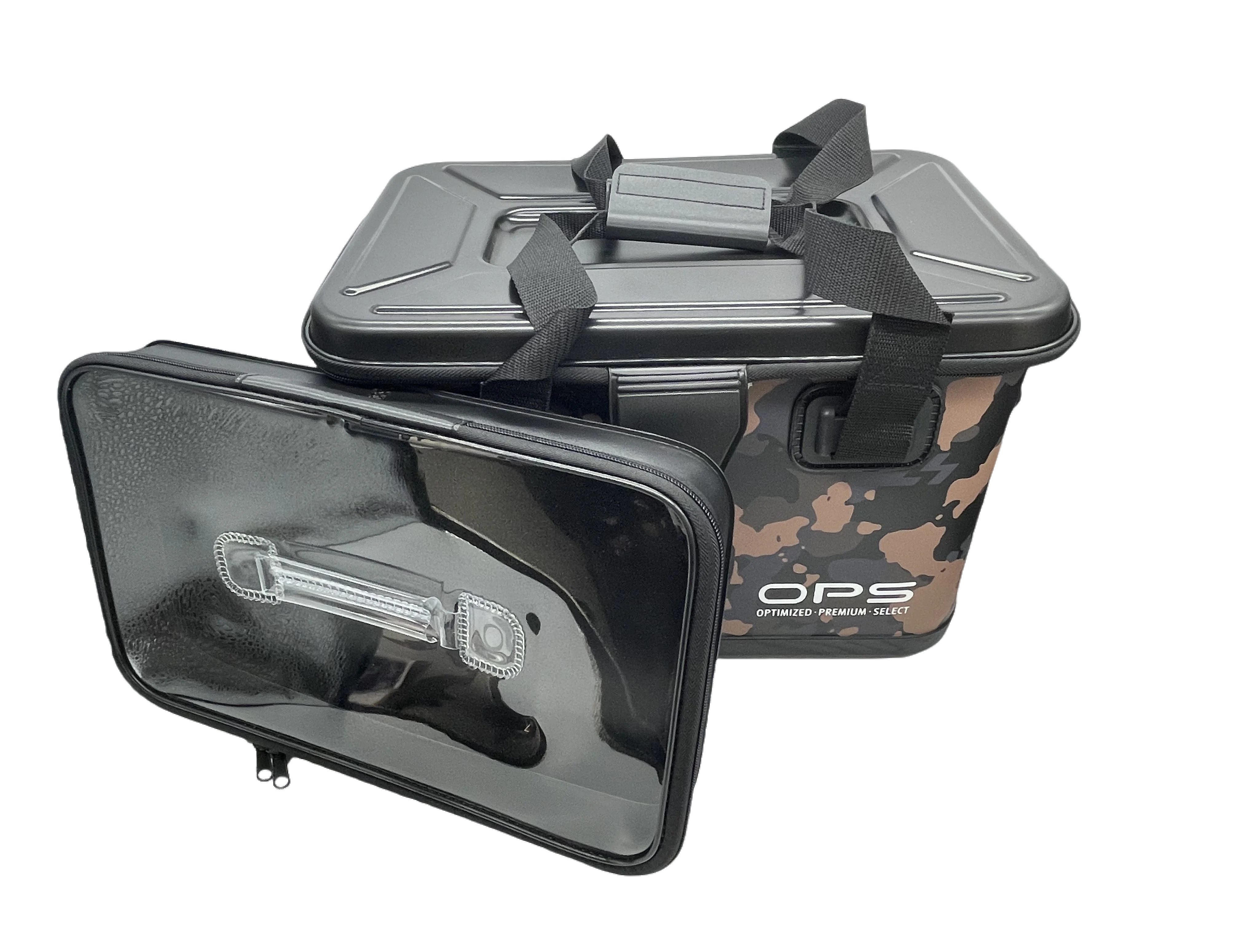 EVA CAMO FISHING BAG HARD COVER TACKLE CONTAINER CARRYALL BAG WITH DETACHABLE TRAY