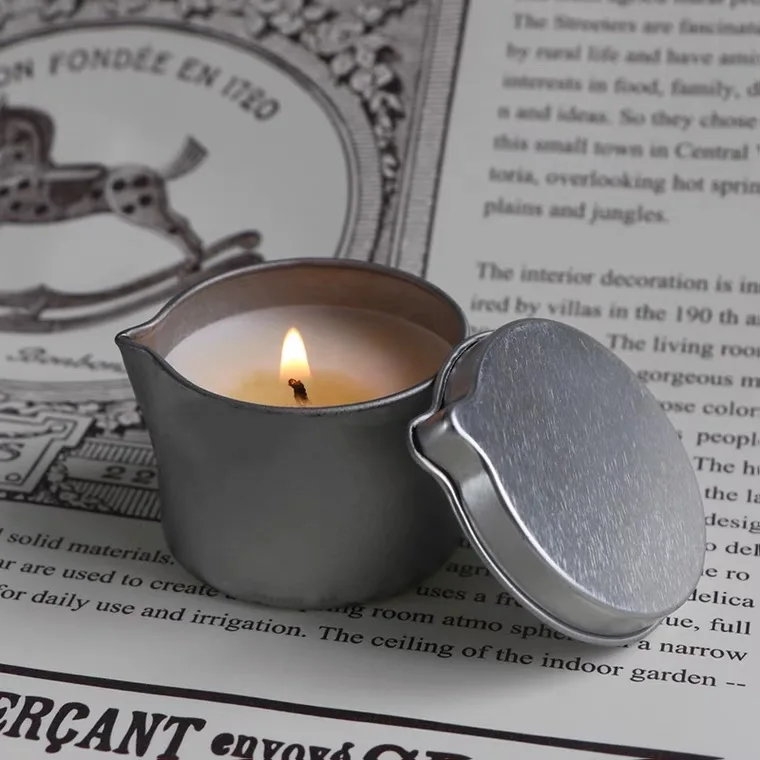 Portable DIY Soy Wax Storage Container Empty Small Candle Tin with Spout
