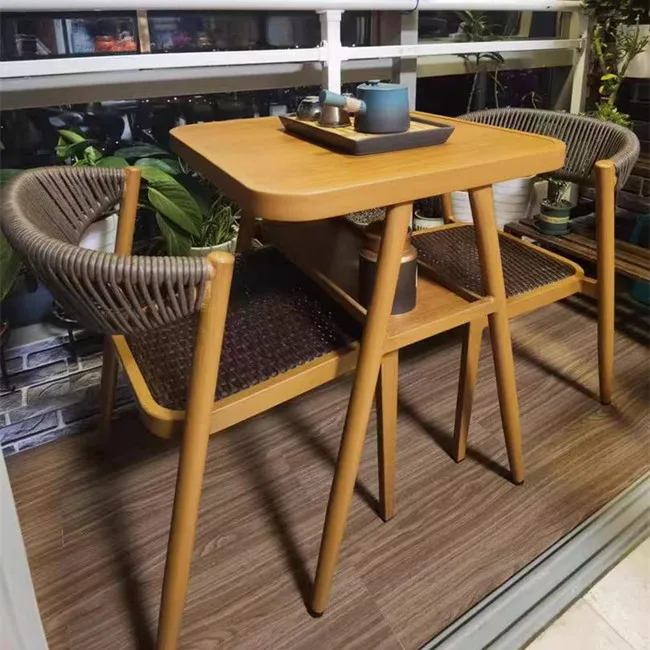 Leisure Outdoor Waterproof Furniture Aluminum Frame Wicker Rattan Garden Restaurant Dining Chair