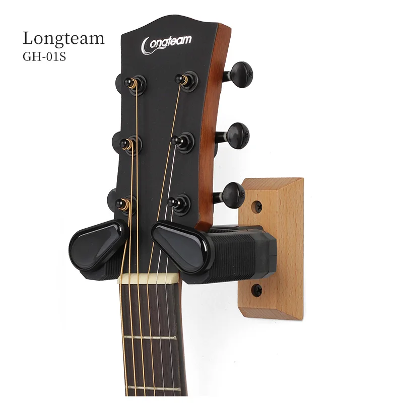 Guitar Wall Mount Hanger Auto Locking Guitar Wall Holder Wood Base Guitar Holder for Guitar, Ukulele, Bass and Mandolin