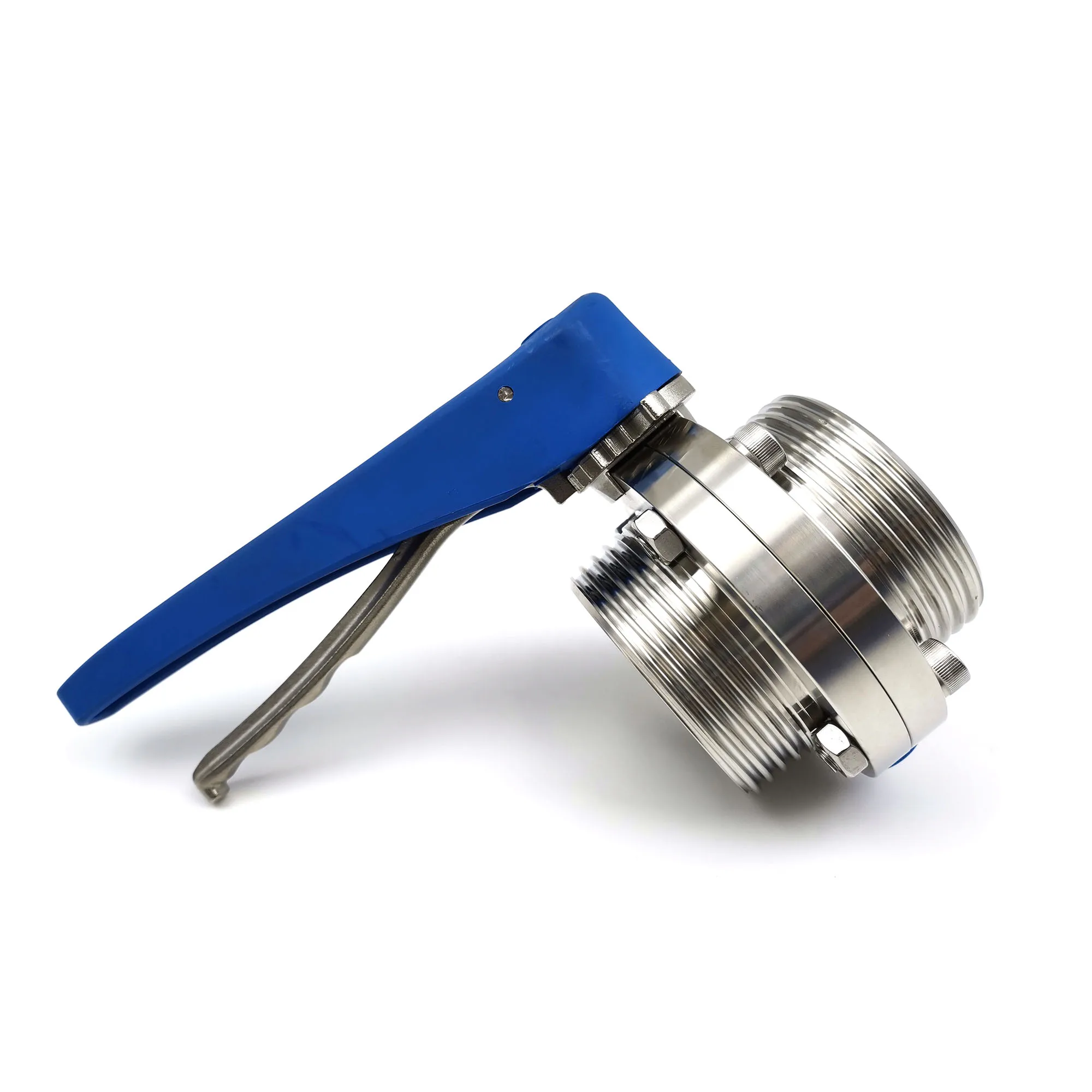 Dairy Stainless Steel RJT Male Thread End butterfly valve with muti-position handle