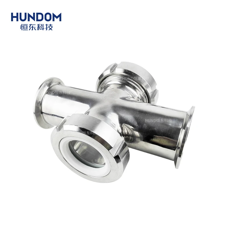 Factory direct sale stainless steel tri clamp 4 way sight glass tube fitting