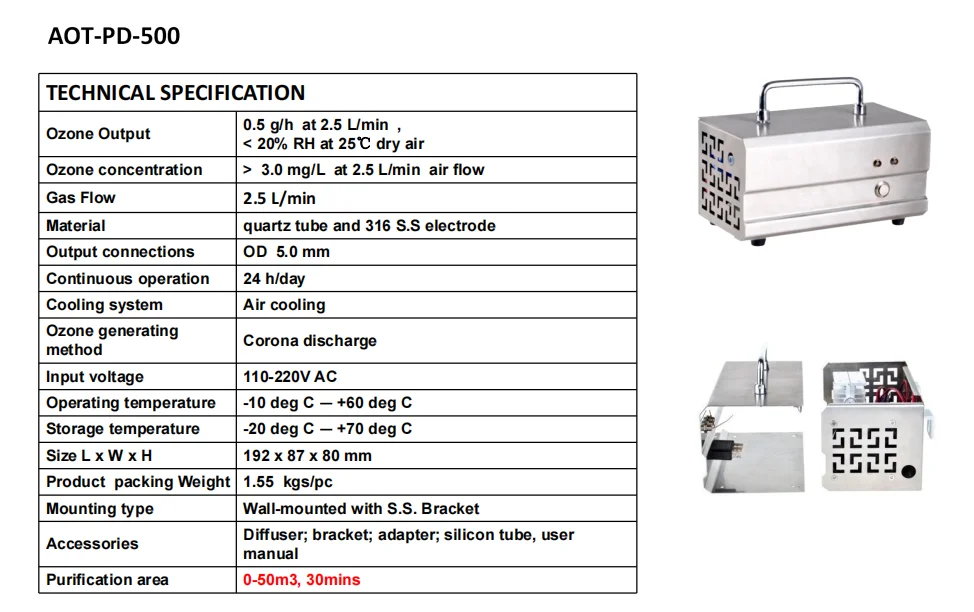 Portable Oxygen Feeding Cold Corona Discharge Medical Grade O3 for ozone oil/water