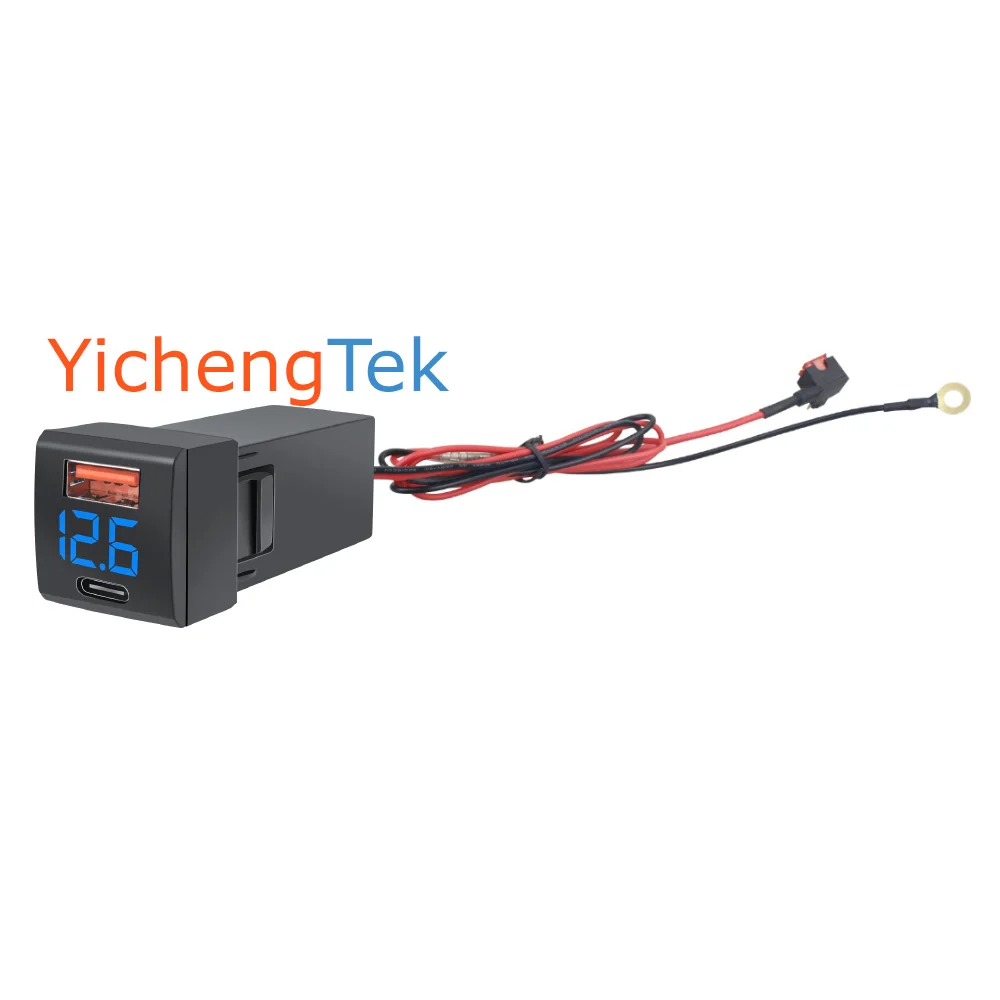 YichengTek A140 48 Вт двойное зарядное устройство 18 QC3.0 USB 30 PD порт для Toyota с вольтметром