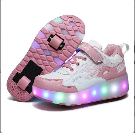 Factory Custom Dual-purpose Roller Skates Double Row Walk-on Shoes Led Kid Running Shoes Roller Skates For Children