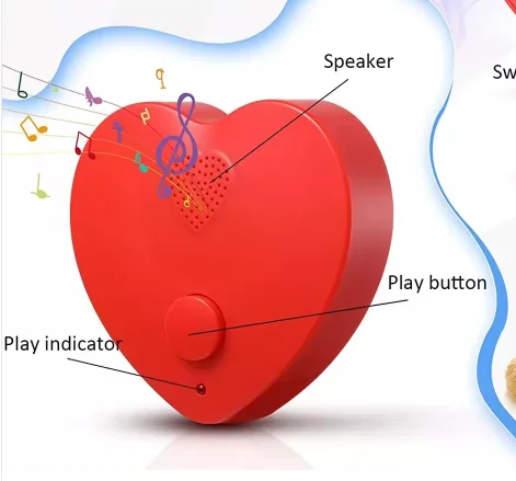 Voice Recordable Talking Hearts with 2 minutes recording time Talking Heart Voice Recorder Sound Box for Teddy Bears Plush Toys