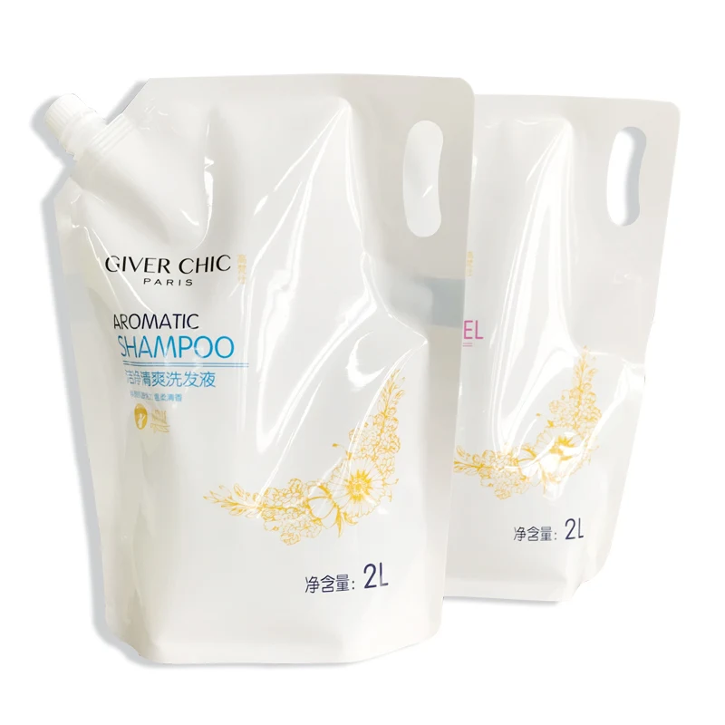 Wholesale 2L bath body wash shower gel in spout pouch stand up bag packaging