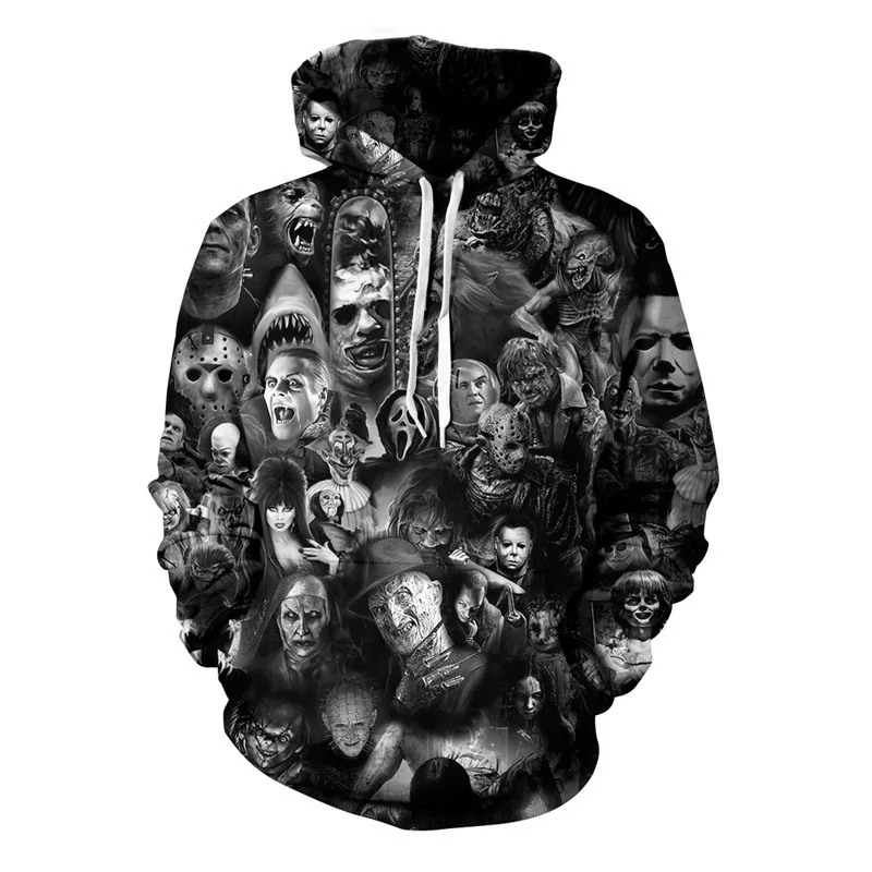 Digital Printing 3d Halloween Movie And Television Horror Killer Series Sweater Cosplay Hoodie