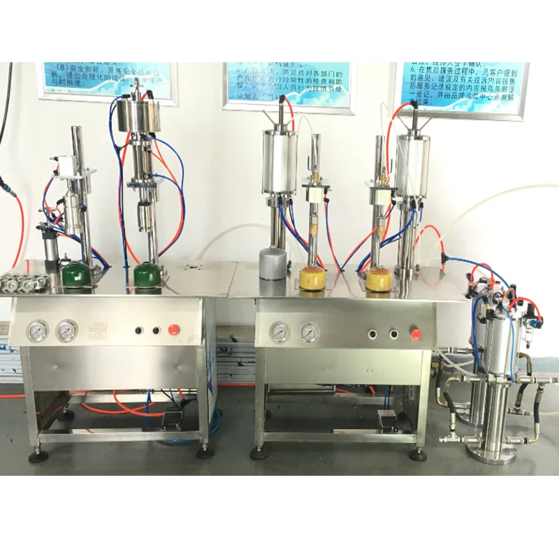 Manual spray paint aerosol can gas filling and sealing machine body spray tin filling line