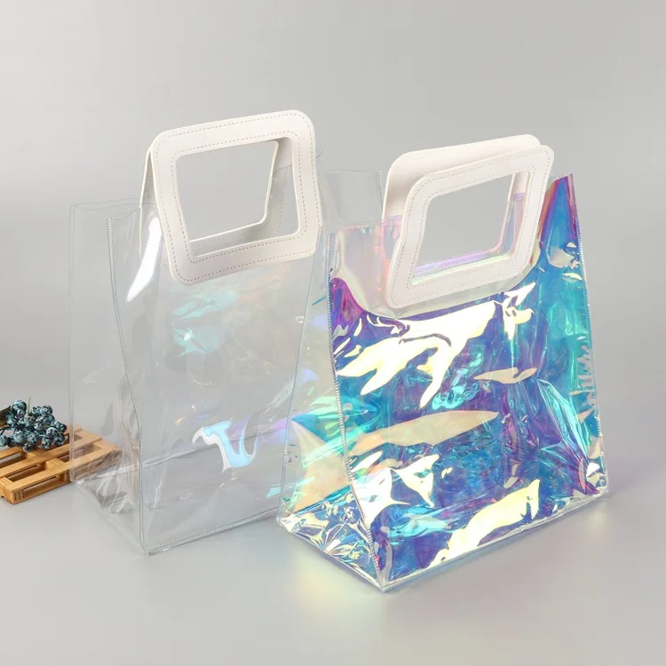Fashionable Clear Laser PVC Transparent Tote Hand Bag Popular