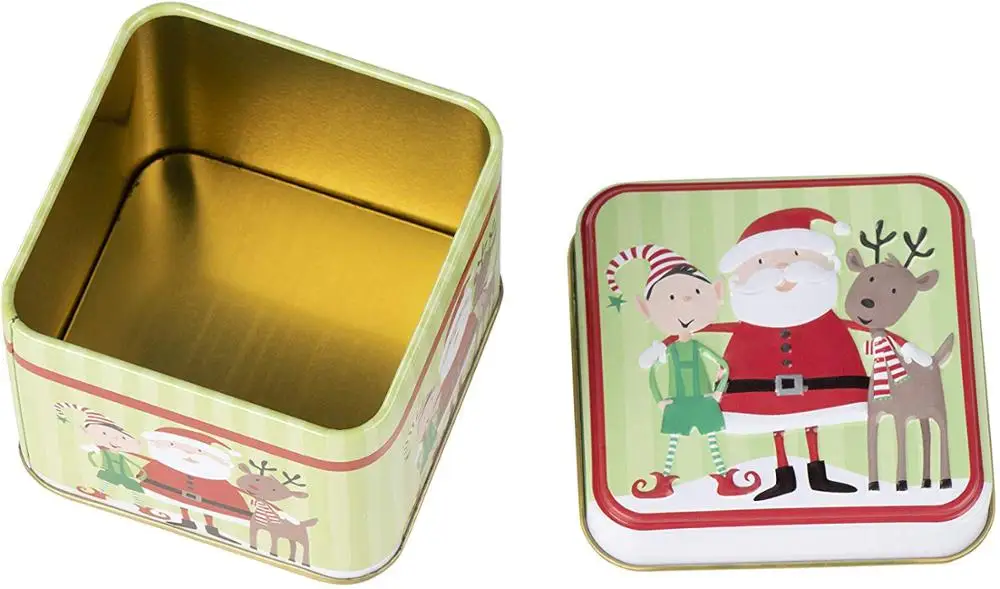 Metal Can Aluminum Jars Square Cookie Candy Storage Containers with Lids for Confectioneries Christmas Tin Gift Box