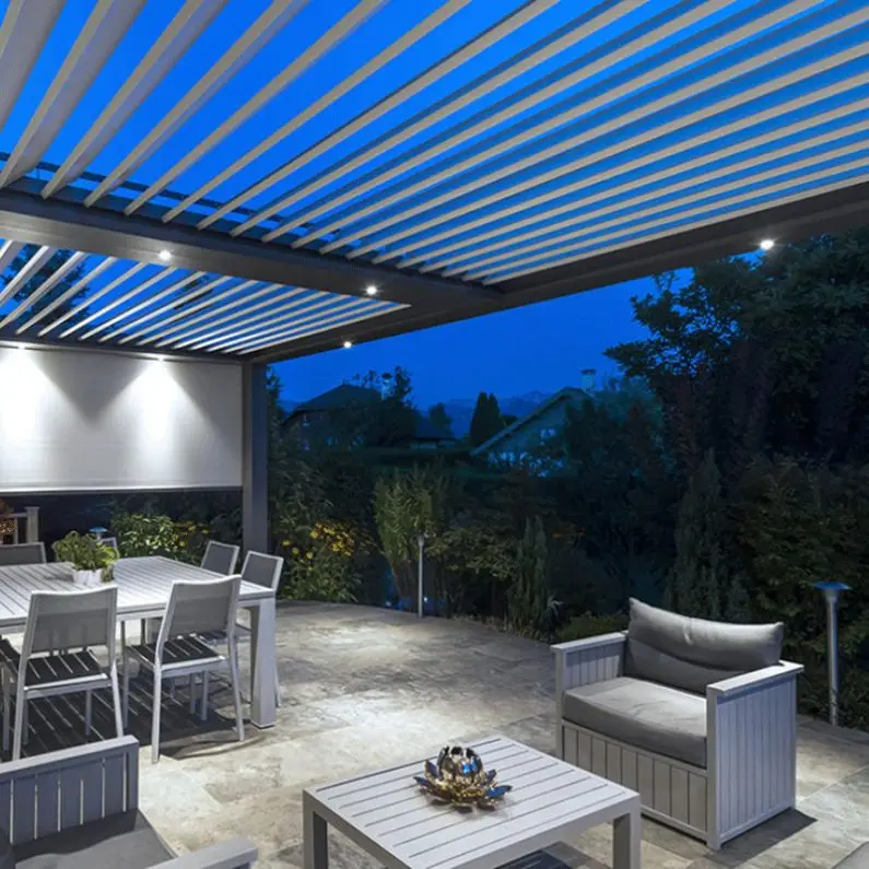 CLEARVIEW Motorized aluminum louvered retractable patio cover roof pergola 5x5 awning kits waterproof Aluminum Pergola for house