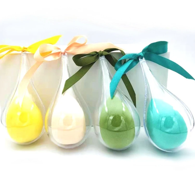 
11 Colors Teardrop boxes latex free soft makeup sponges Private Label microfiber Beauty Sponge Blender Holder Case Packaging 