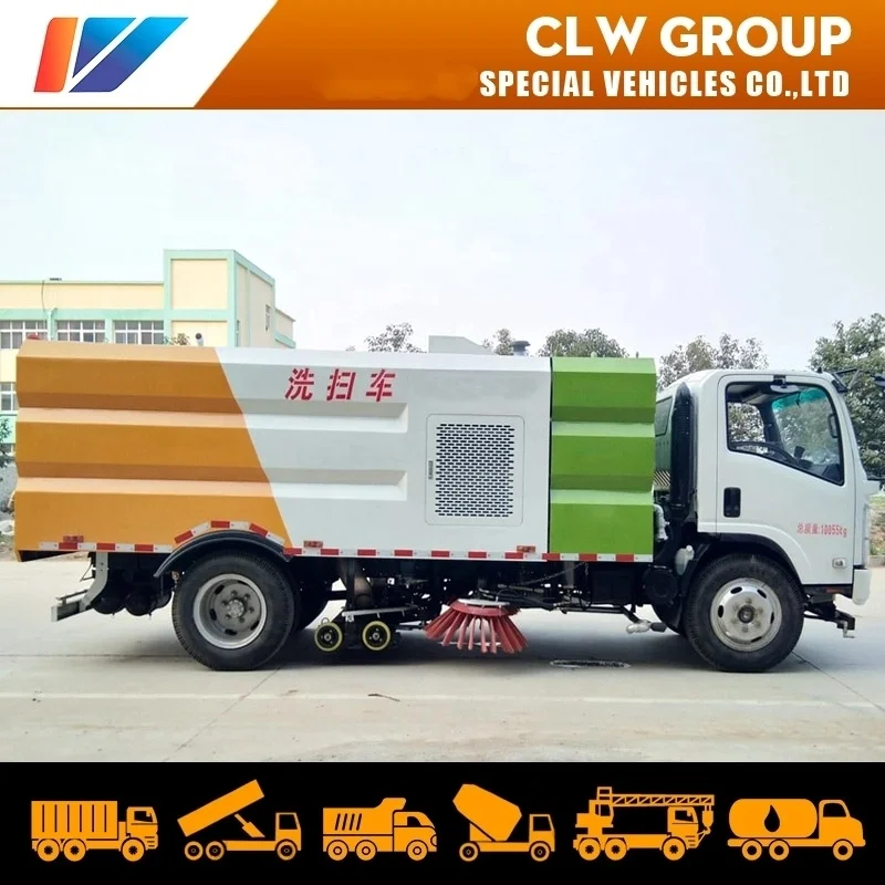 I-suzu 700p 4*2 190HP Multifunctional Sweeper and Washer Cleaner car 10tons Self Dump Road Washing and Sweeping Truck