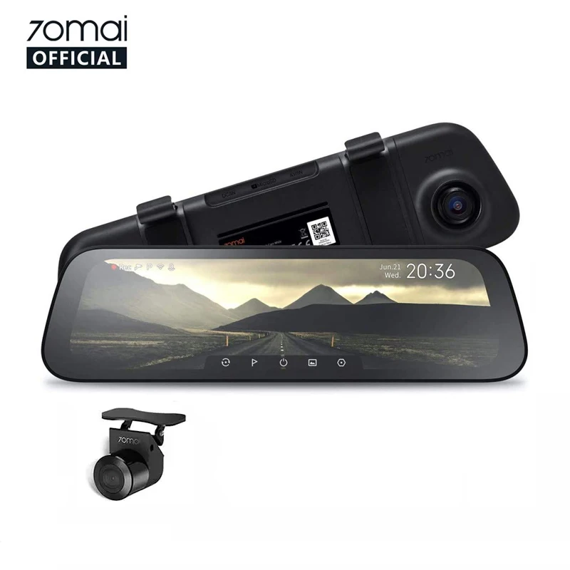 Supplier 70mai Rearview Dash Cam Wide D07 9.35 inches 1080P HD Screen App Control 70mai dual mirror dash cam car dvr