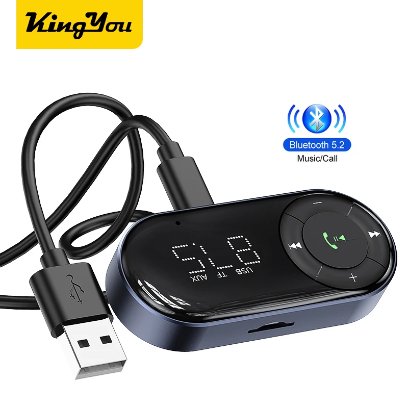 Factory selling 3.5mm Audio Jack Aux Car Wireless Music Receiver Microphone LED Display FM Transmitter Hands Free Call
