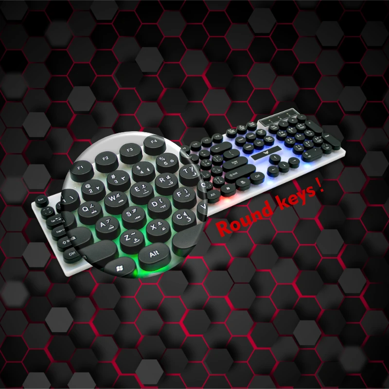 Gaming keyboard rgb led backlit mechanical gaming keyboard arabic layout luminous custom gaming electronic keyboard