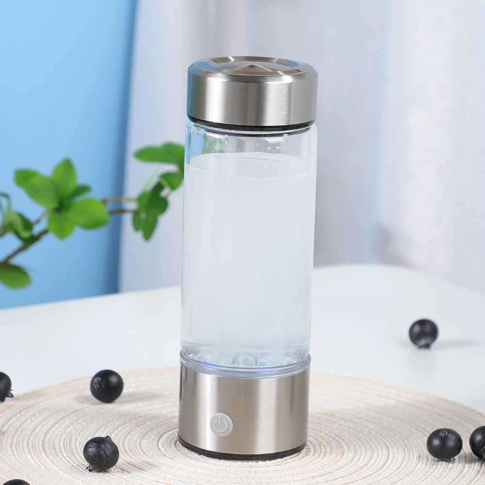 2024 New Custom Logo Portable 420ml Rechargeable Hydrogen-Rich Glass Hydrogen Ionizer Generator Water Bottle for Novelty Gifts