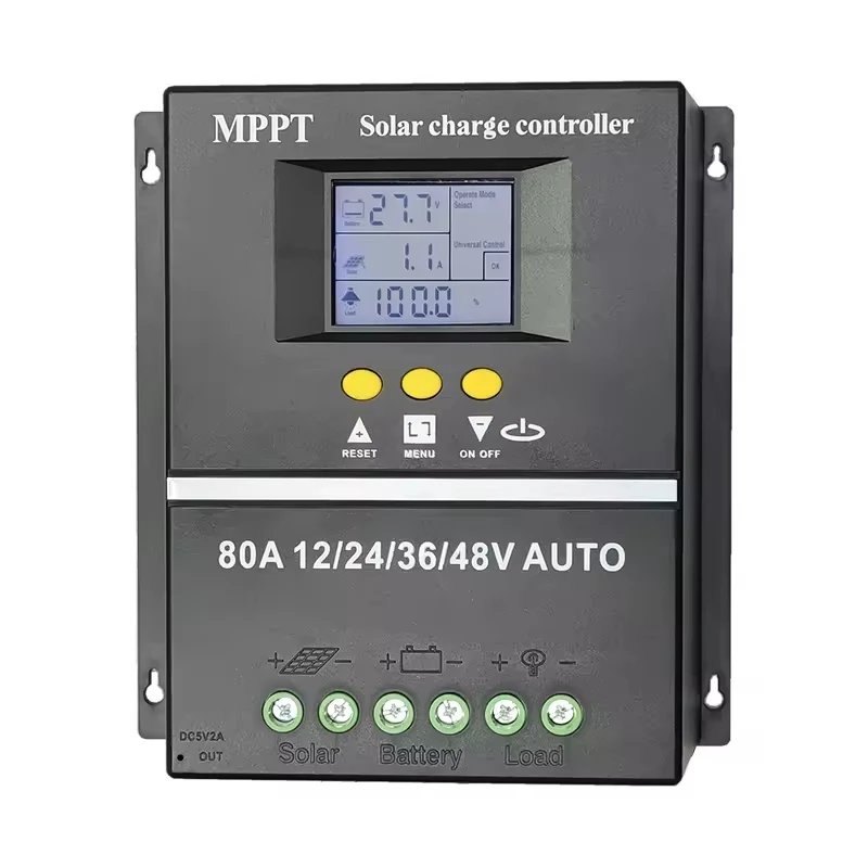 12V 24V 36V 48V Automatic identification home intelligent solar charging controller USB manual DC 60A/80A/100A solar controller