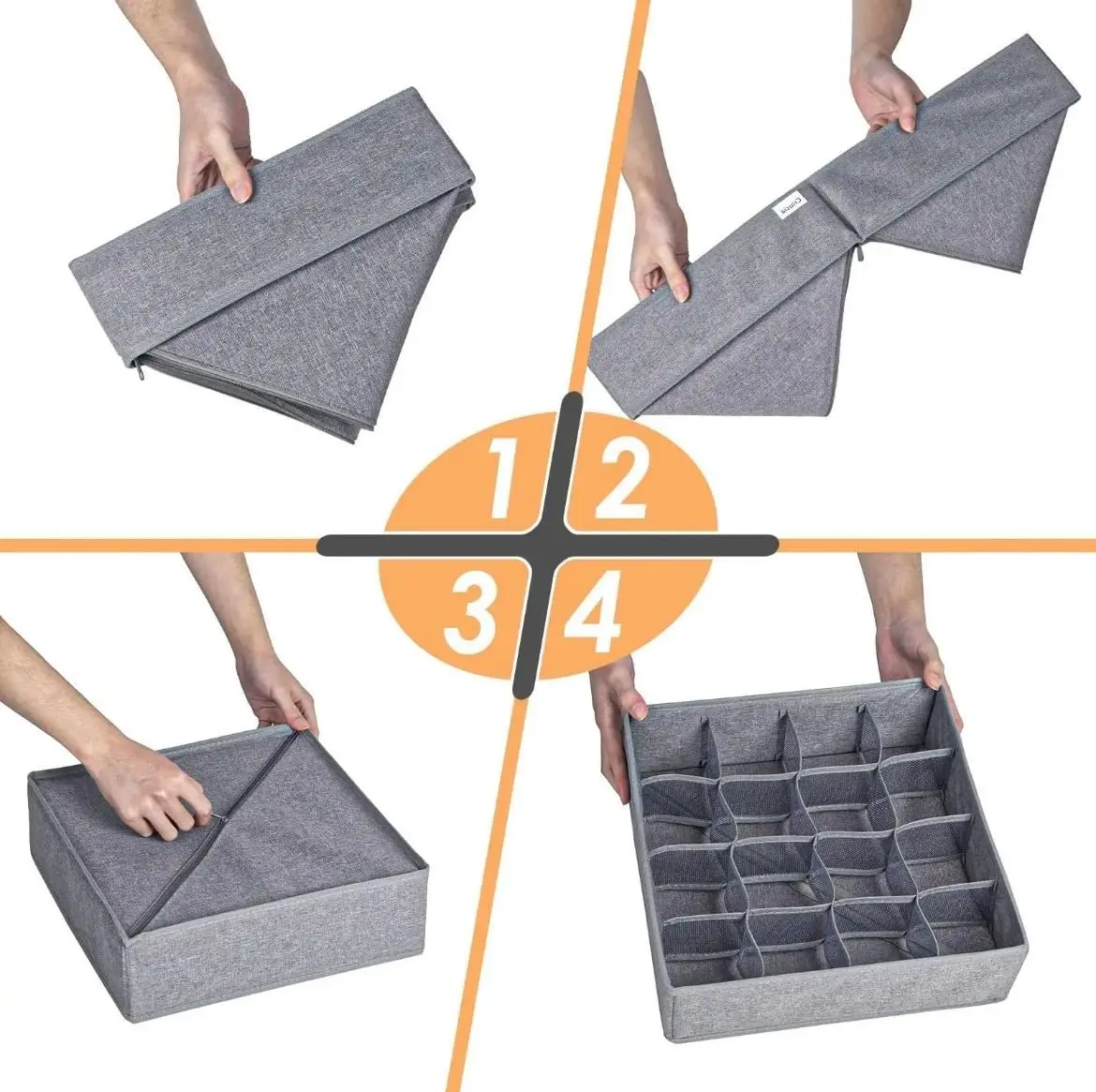 24 Cells Organizer Dividers Drawer Collapsible Closet Organization Storage Foldable Stackable Storage Bin for Underwear Socks
