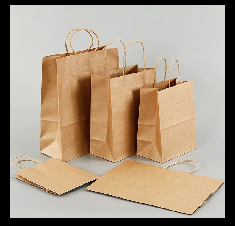 Wholesale White Brown Kraft Shopping Paper Bag with Paper Handles