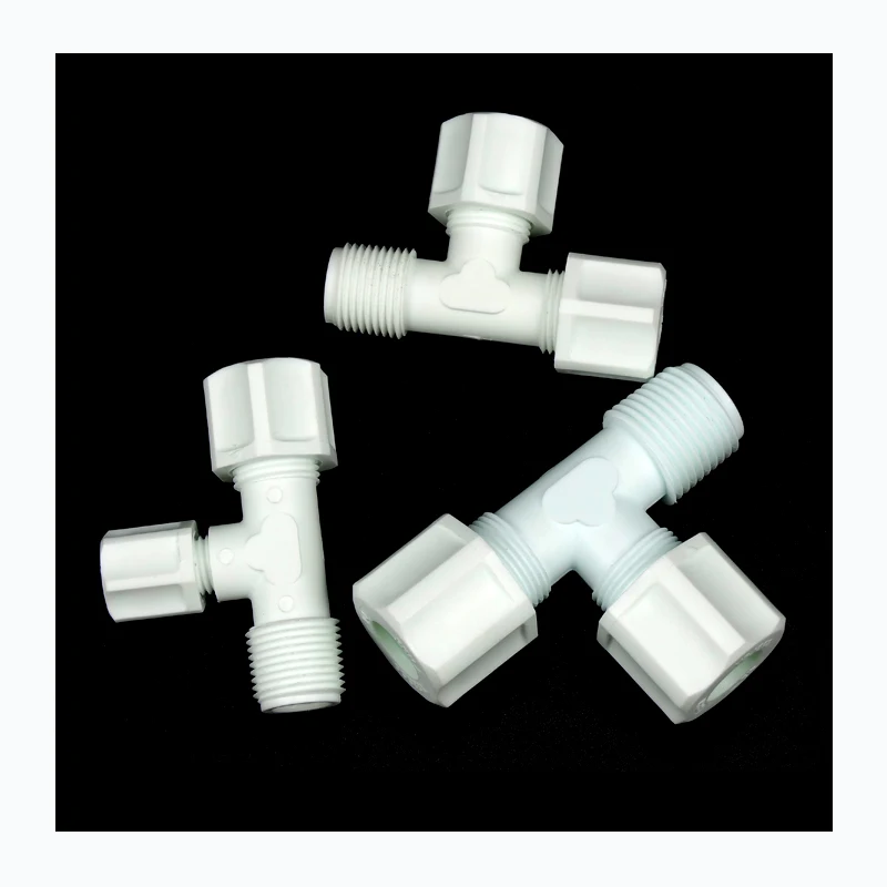 Plastic female connectors pp male run tees male connector straight union 3 way elbow pipe fittings