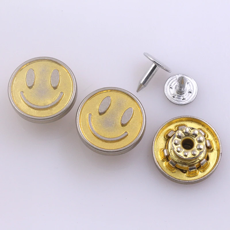 Заводская оптовая продажа, металлические пуговицы для джинсов 17 мм с рисунком счастливого лица на заказ