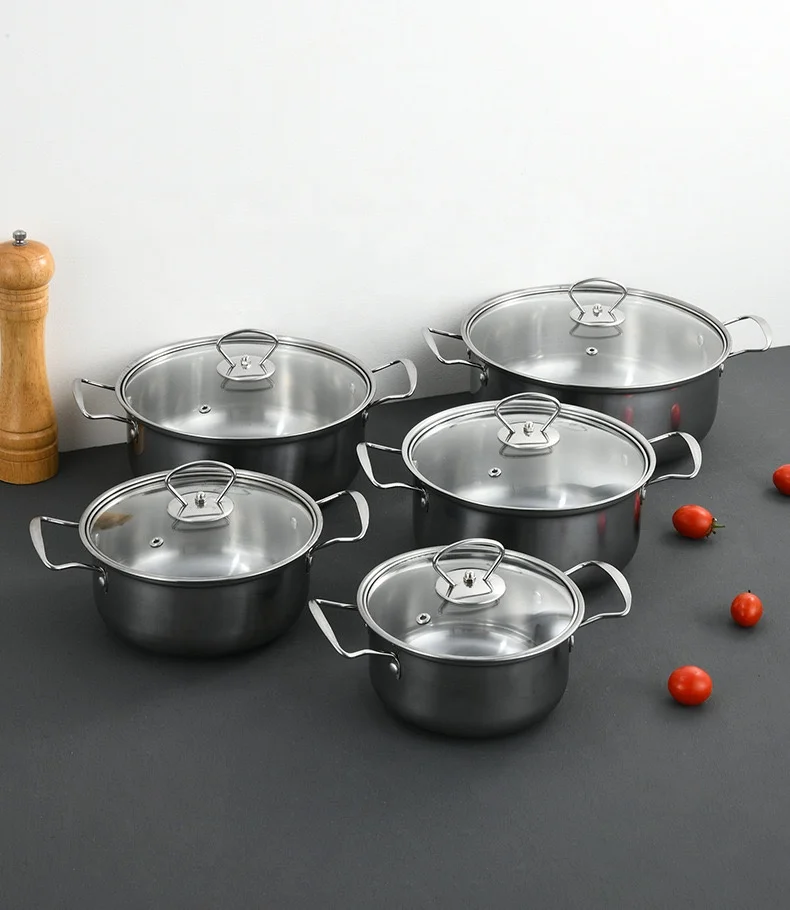 Low Price Kitchen 10pcs Multifunctional Hot Cooking Pots Soup Pot Set Stainless Steel Cookware Pot Sets
