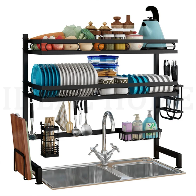 Over the sink stainless steel kitchen dish rack 2 tier dish drying rack cutlery drainer dish drainer rack