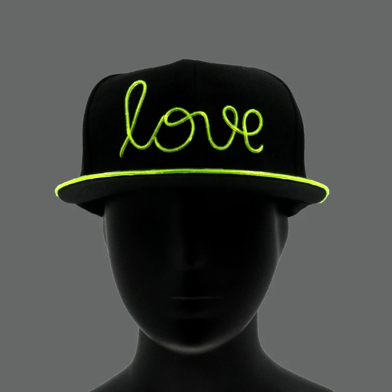 High quality crazy el lighting up hats custom your name logo caps best birthday gifts