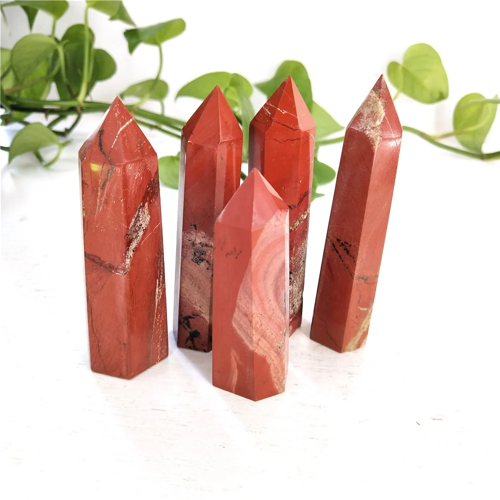  Wholesale Natural Quartz Crystal Wands Hand Carved Healing Red Jasper Towers For
